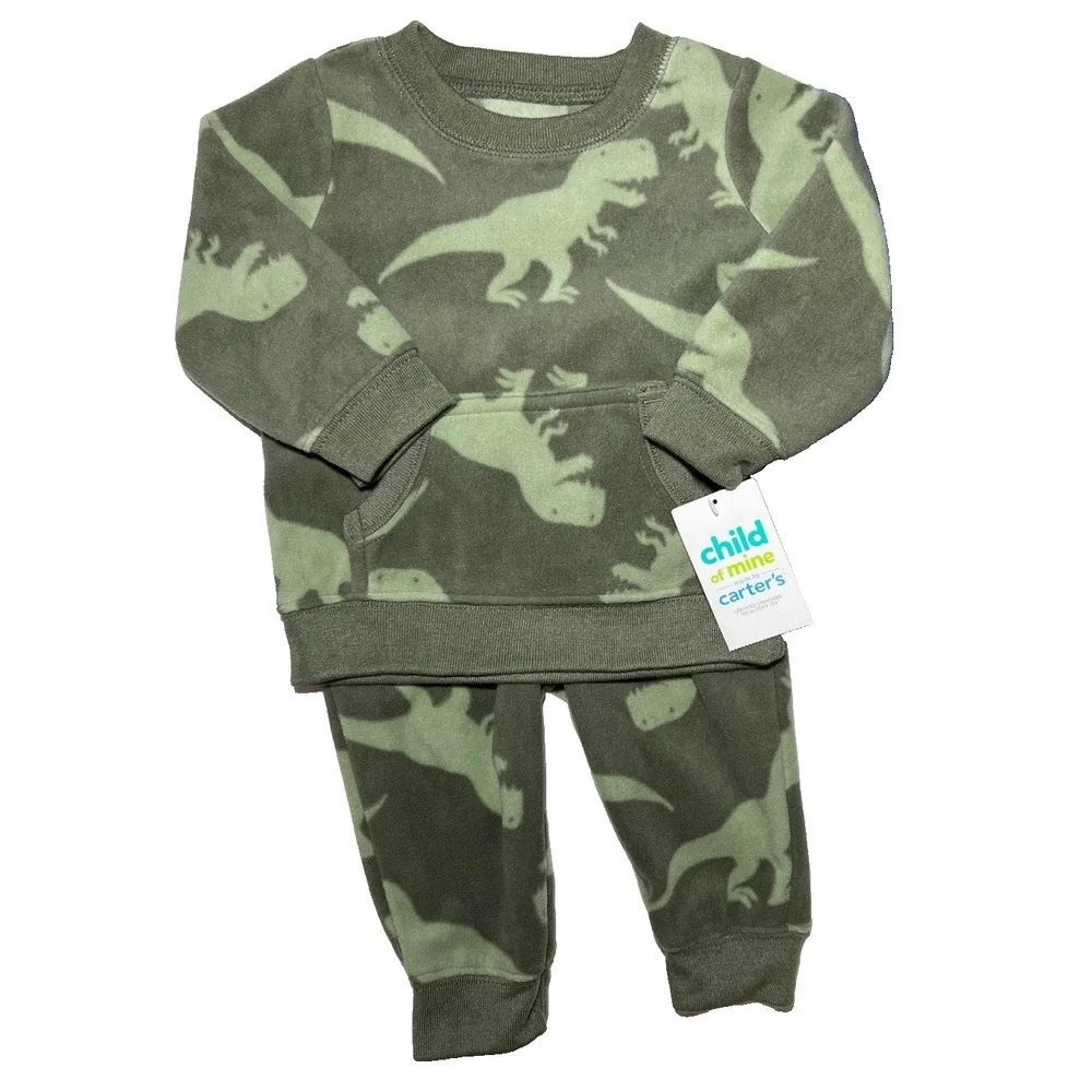 Carter's Gerber 2pc Outfit Lot 3 6 Mos‎ Set Hooded Camo Dinosaur Fall Winter
